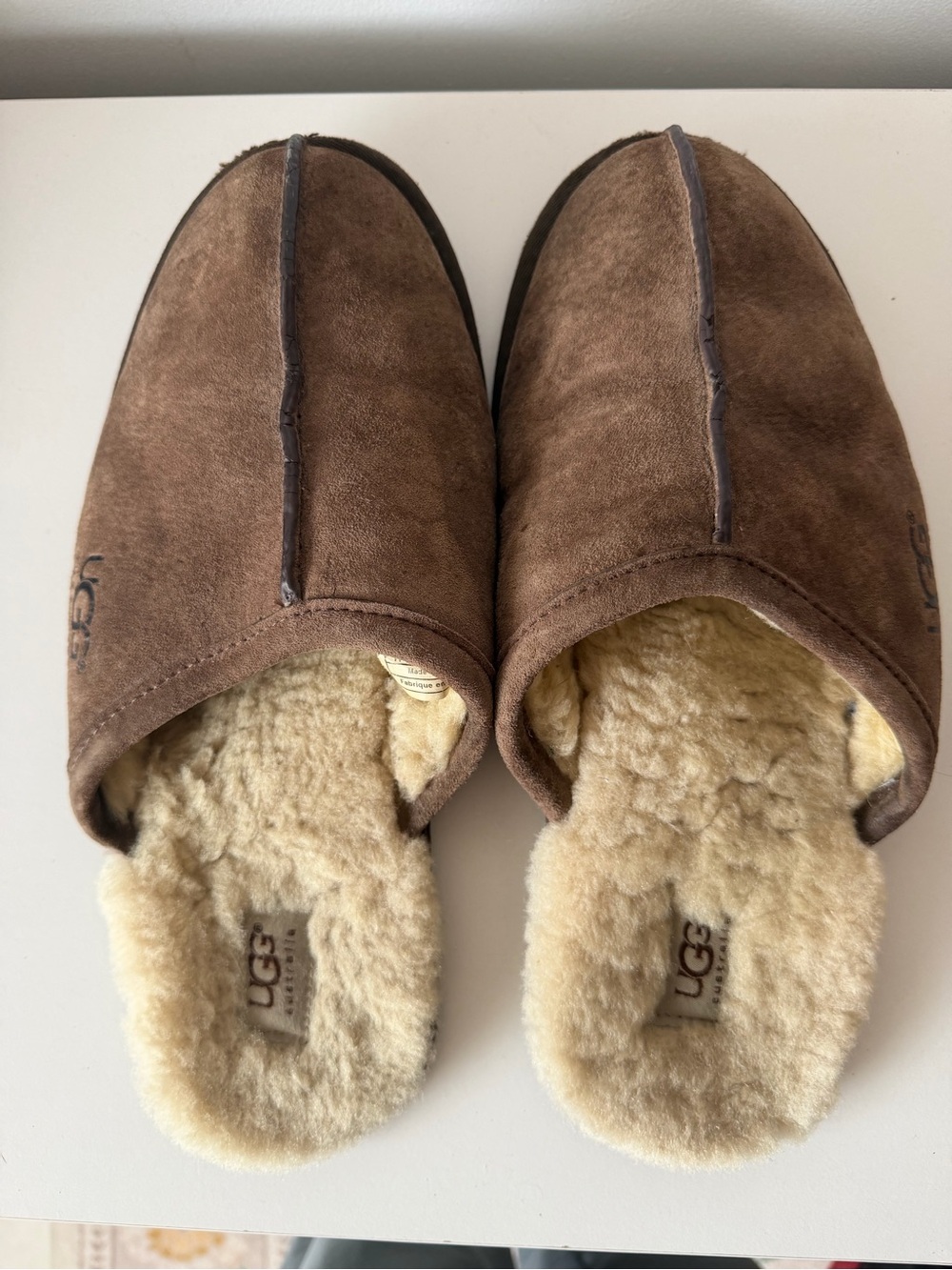 UGG Chestnut Brown Suede Shearling Slip-On Mule Slippers UGG men’s slippers 11